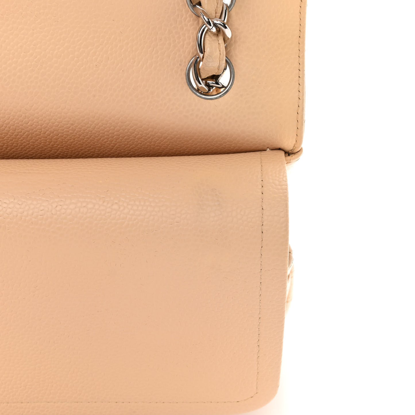 Caviar Quilted Jumbo Double Flap Beige