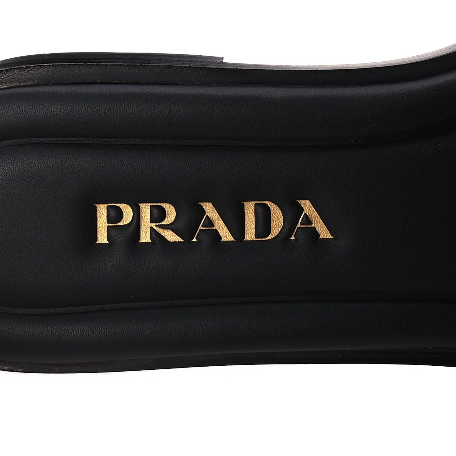 Prada Raffia Metal Triangle Logo 10mm Slide Sandals 39  Black 5 of 8