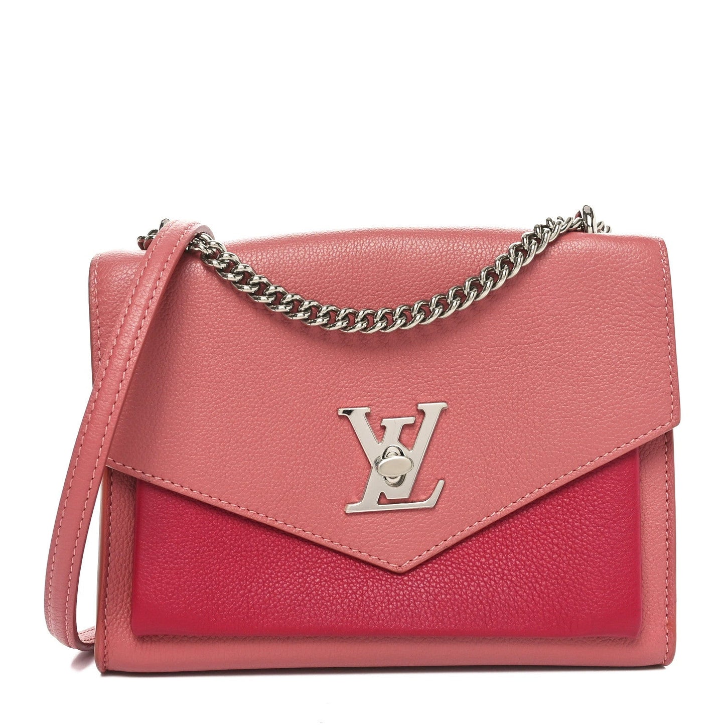 Soft Calfskin Mylockme Chain Bag BB Rose Boudoir Lie De Vin