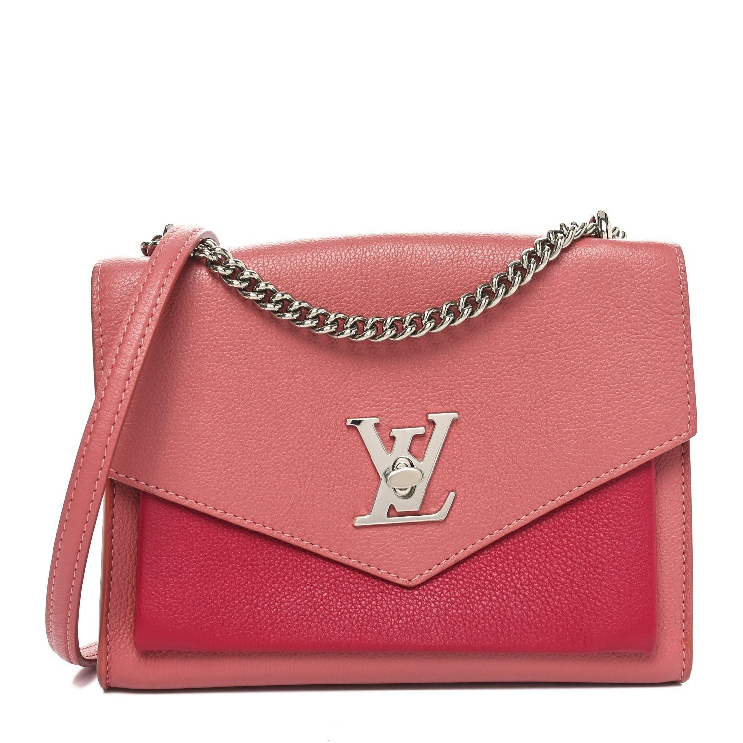 Louis Vuitton Soft Calfskin Mylockme Chain Bag BB Rose Boudoir Lie De Vin 1 of 7