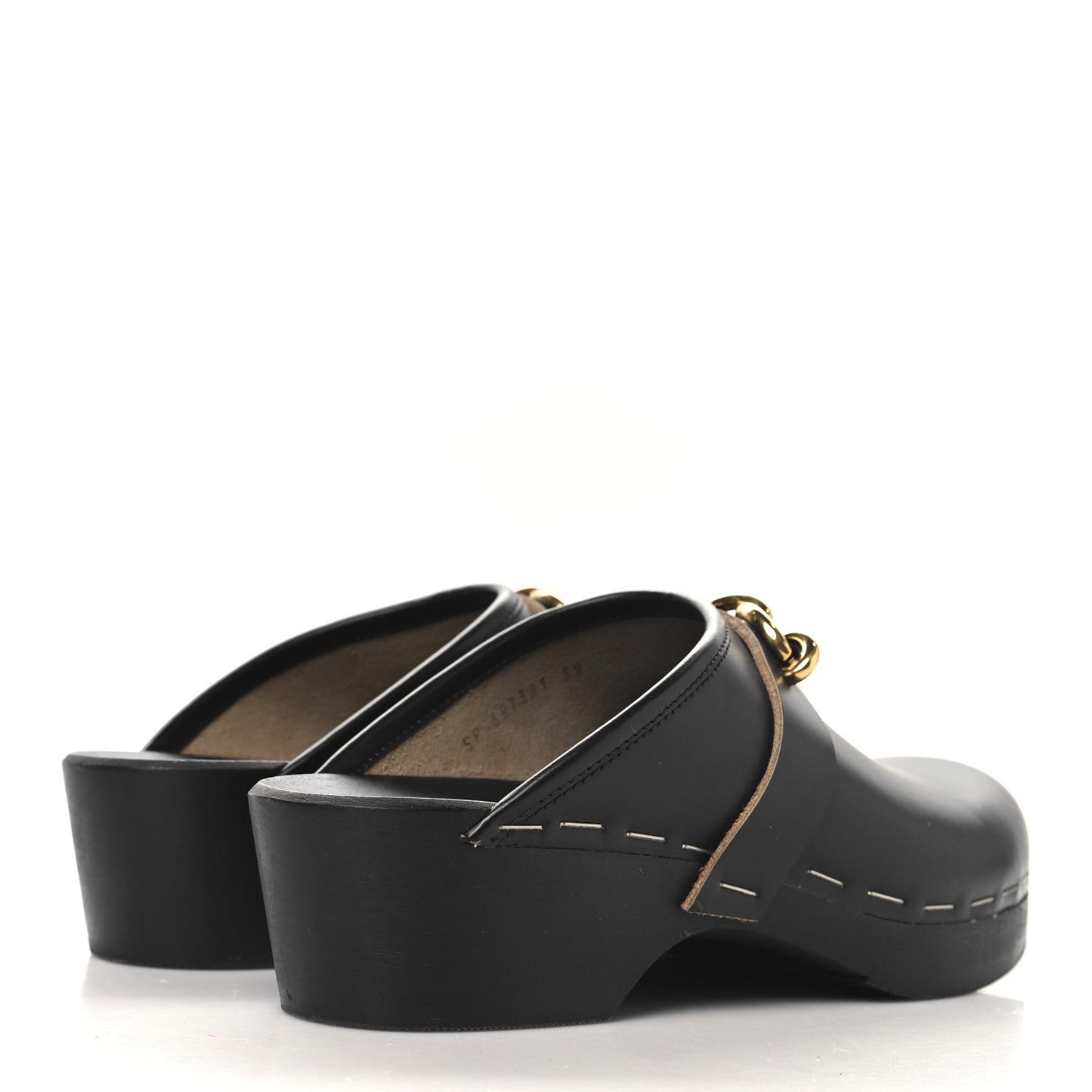 Smooth Calfskin Le Maillon Clogs 39 Black
