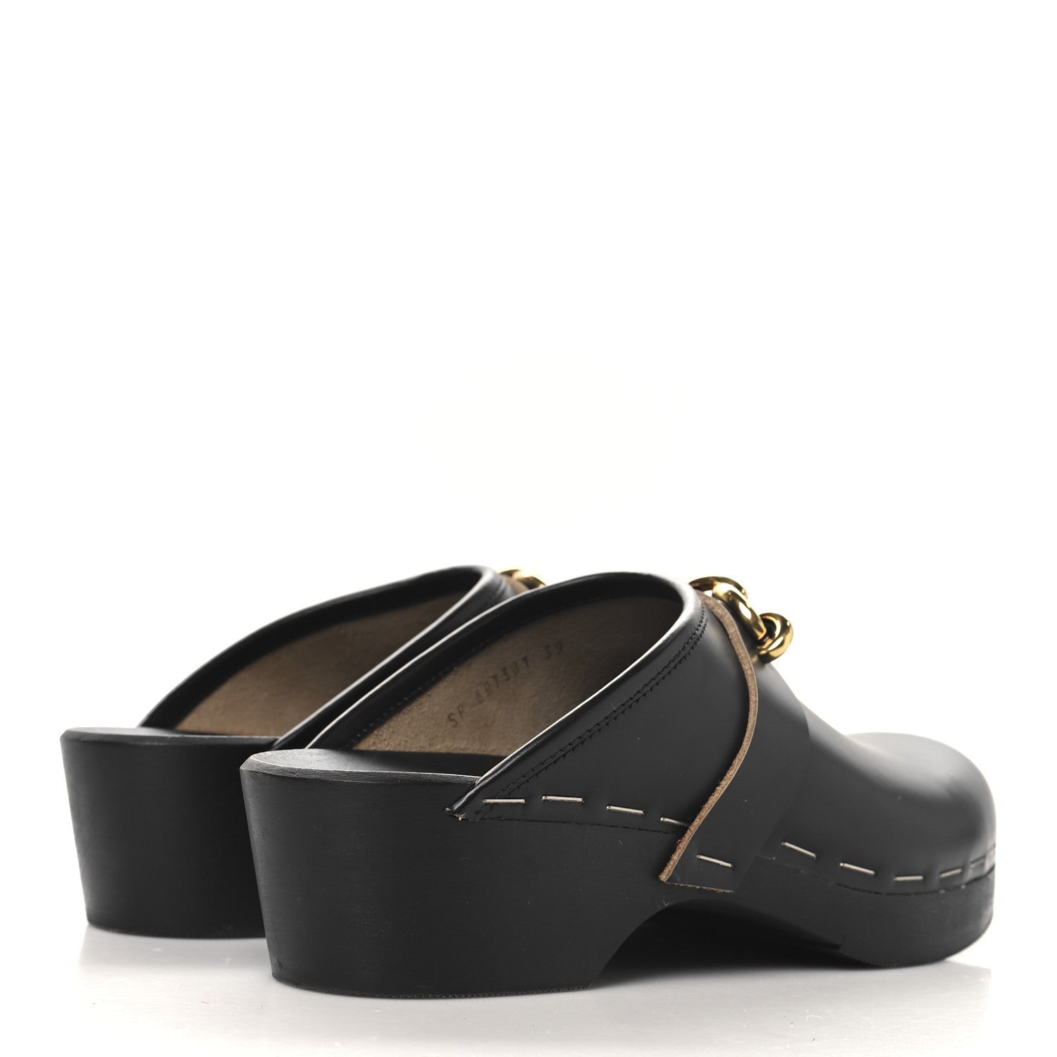 Saint Laurent Smooth Calfskin Le Maillon Clogs 39 Black 5 of 7