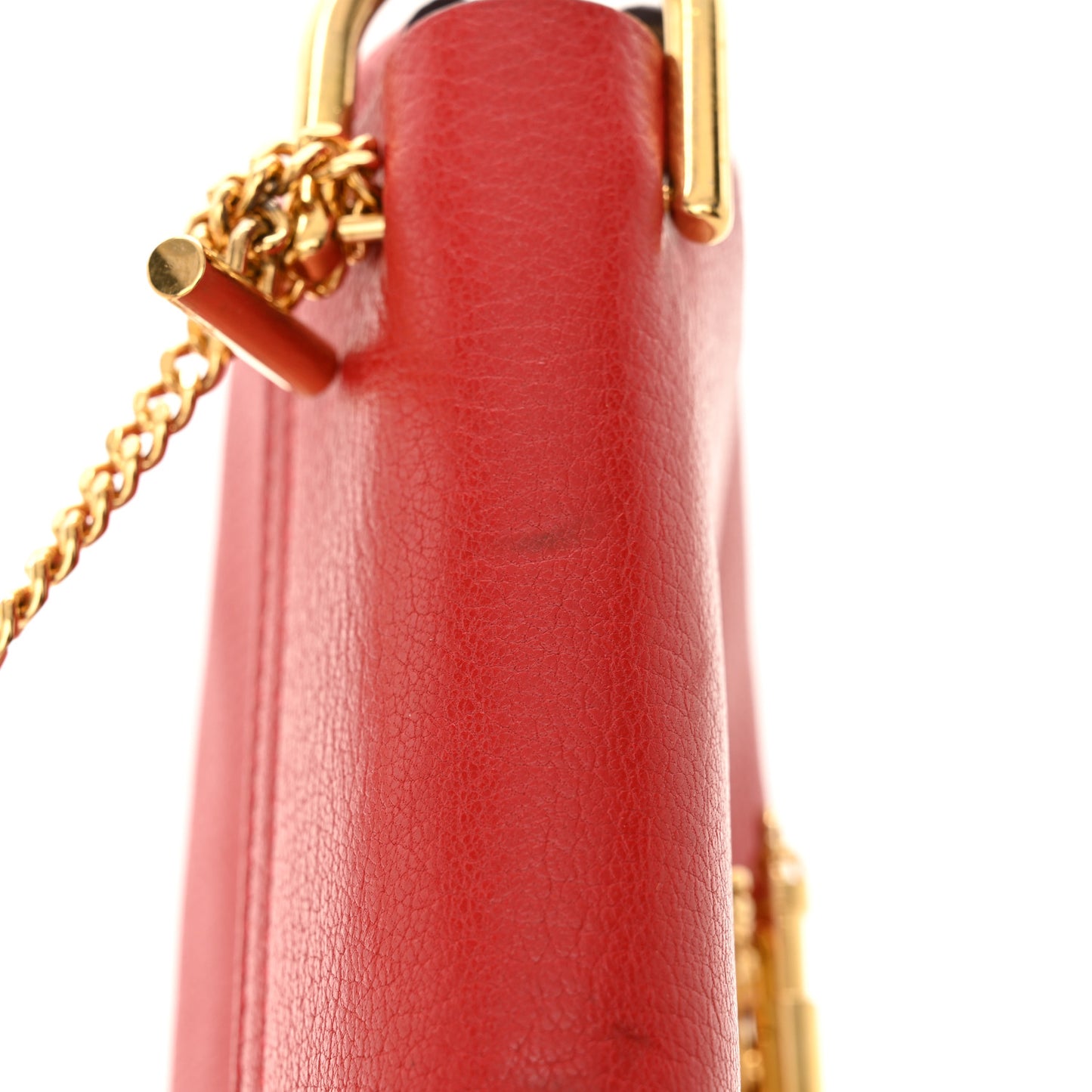 Grained Lambskin Mini Drew Shoulder Bag Plaid Red