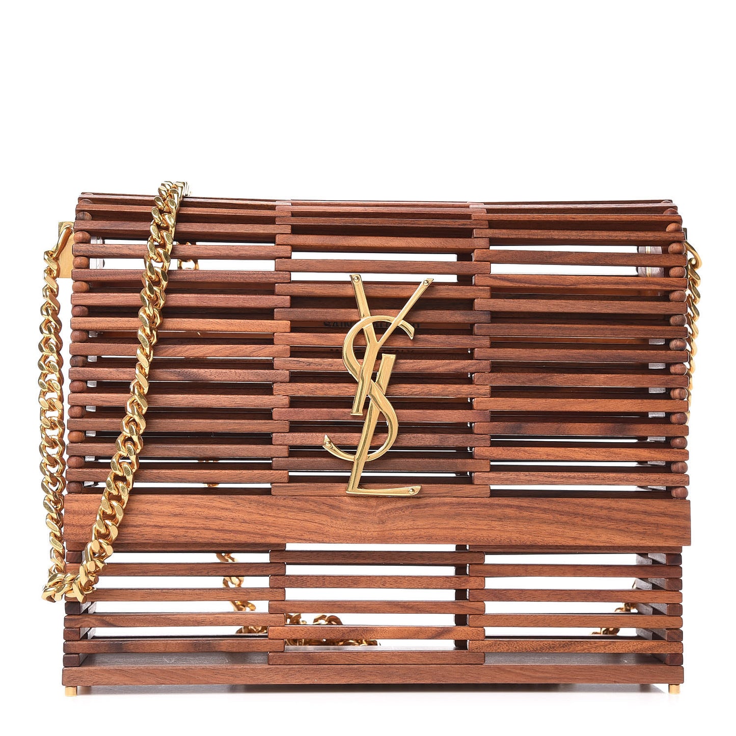 Wood Small Monogram Kate Box Bag Brown