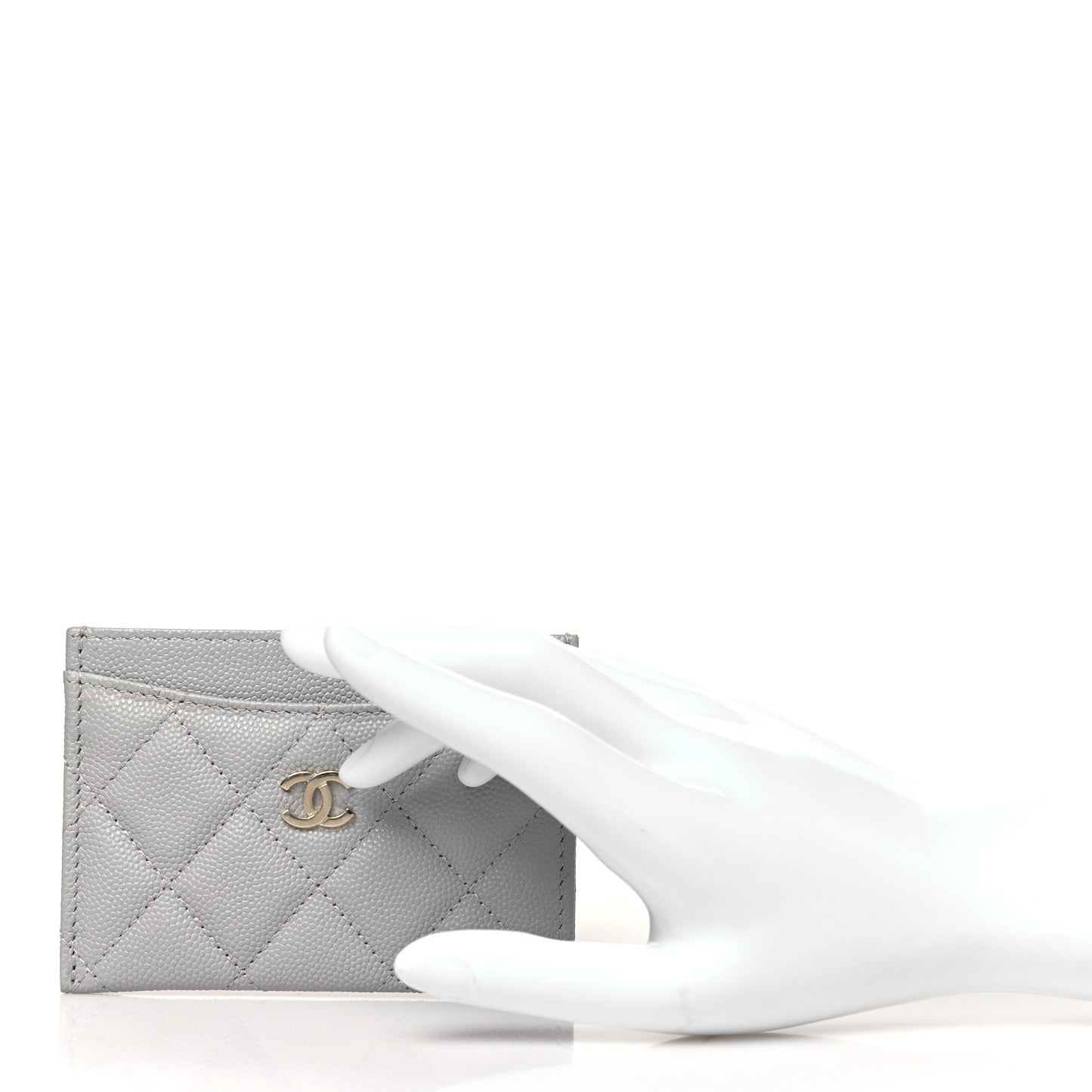 Caviar Quilted Card Holder Grey