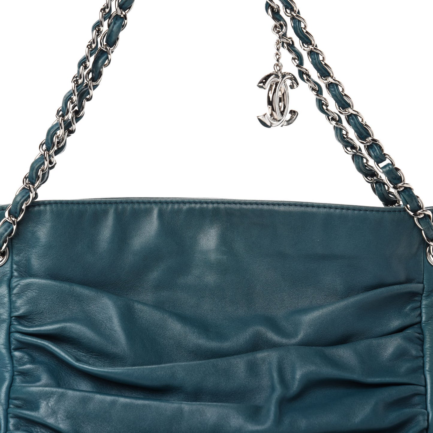 Lambskin Large Sharpei Shoulder Bag Turquoise
