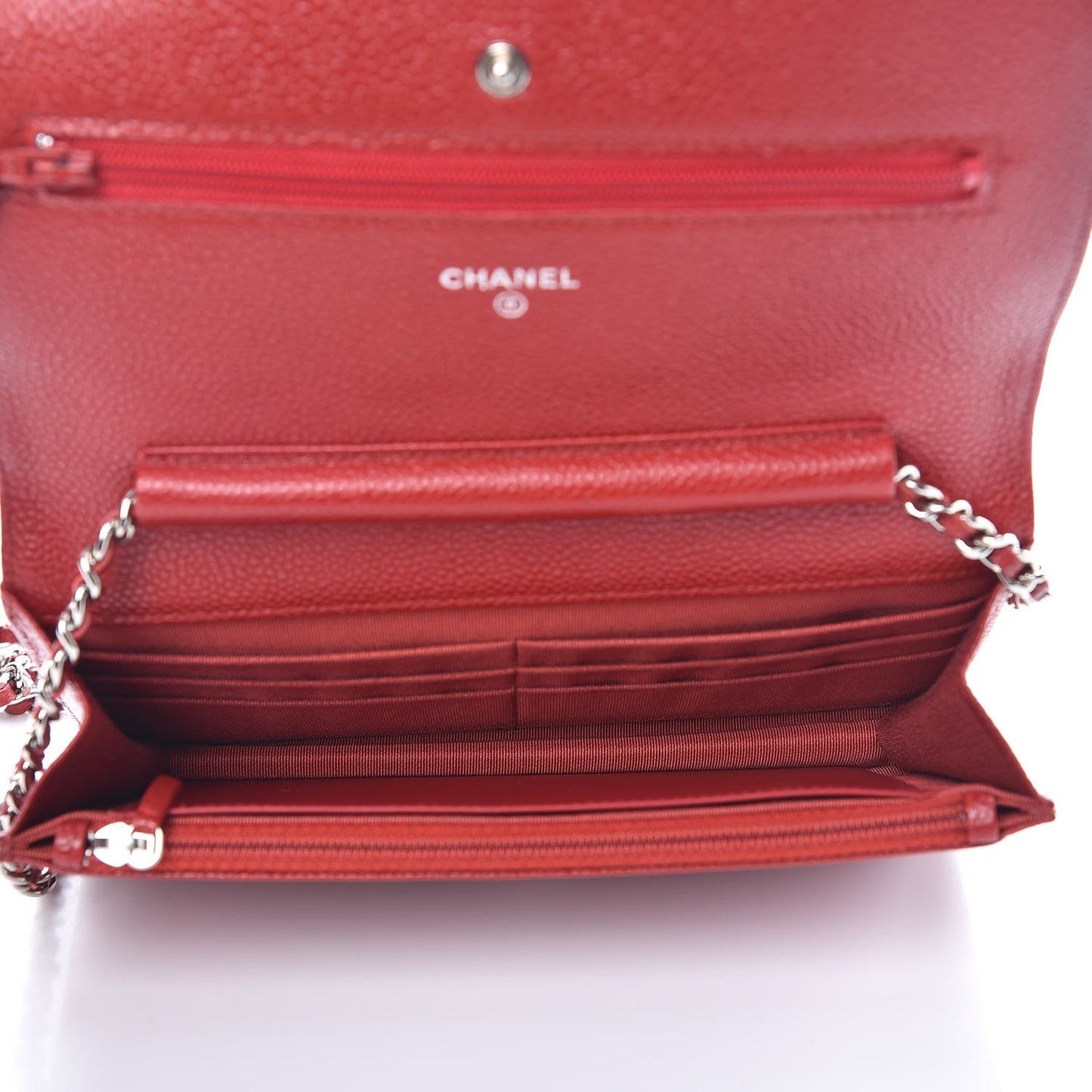 Caviar Quilted Wallet on Chain WOC Red