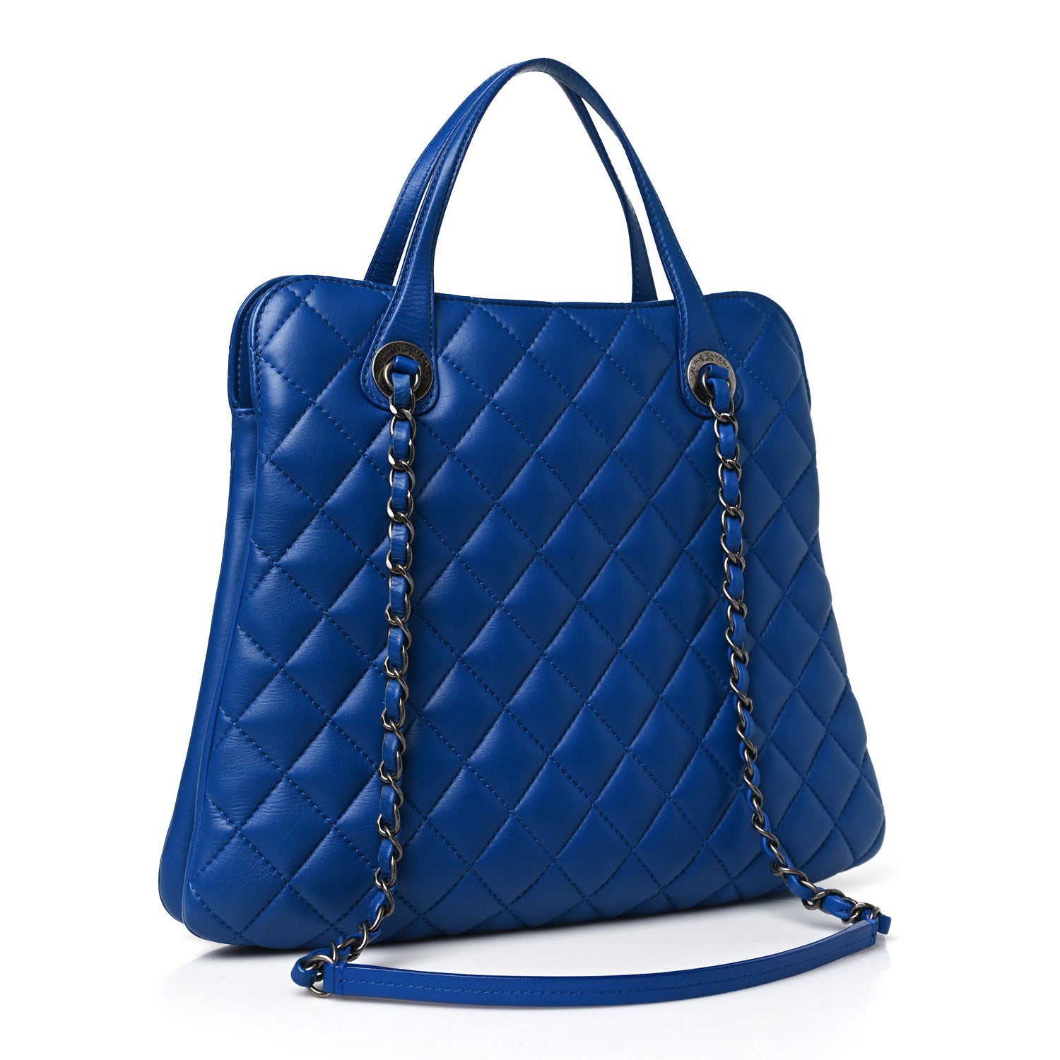 Chanel Lambskin Quilted Shopping Tote Blue 3 of 11