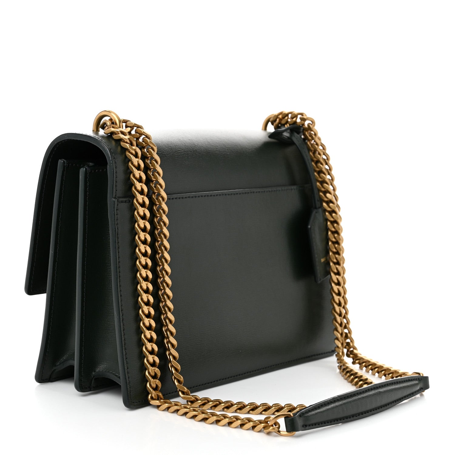 Saint Laurent Smooth Calfskin Medium Monogram Sunset Satchel Vert Kaki 3 of 10