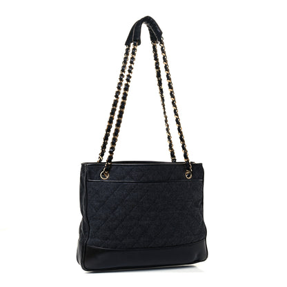 Chanel Wool Lambskin Shopper Tote Navy 2 of 10