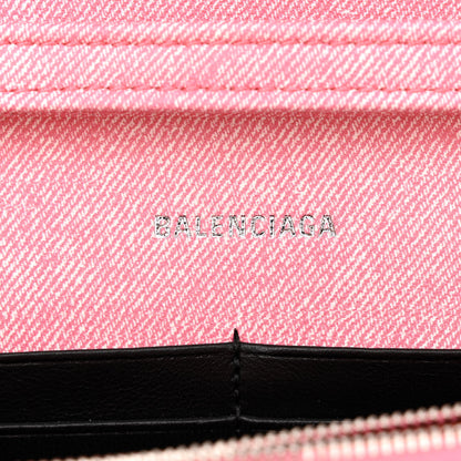 Balenciaga Nappa Denim Printed Hourglass Chain Bag Denim Pink 6 of 9