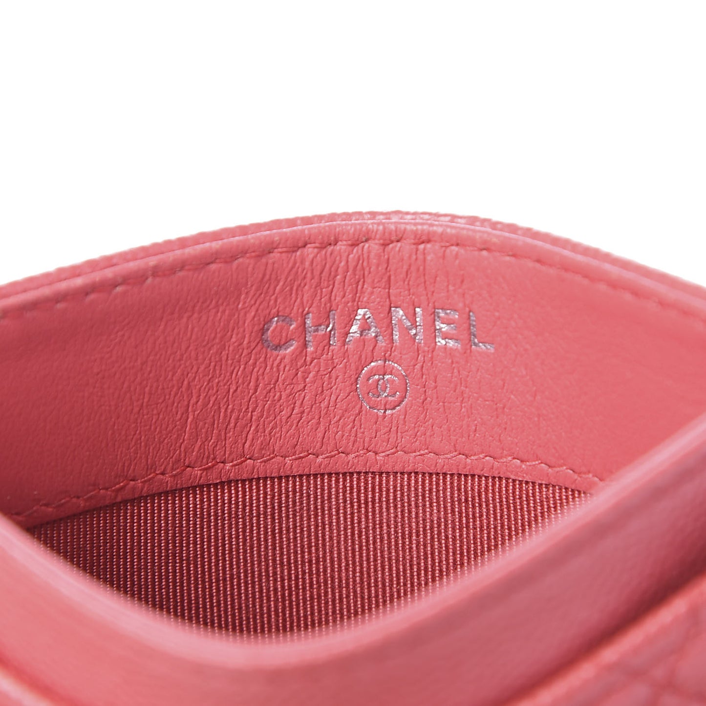 Caviar Quilted Card Holder Pink