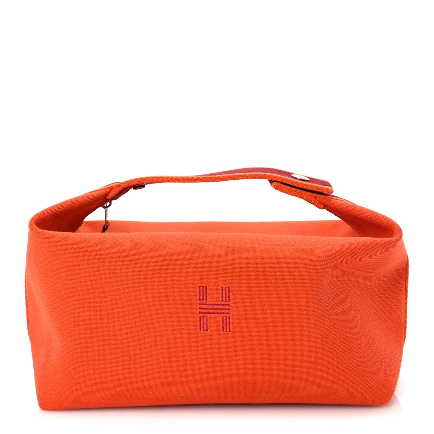 Hermes Canvas Large Bride-A-Brac Pouch Orange Feu Burgundy 1 of 9