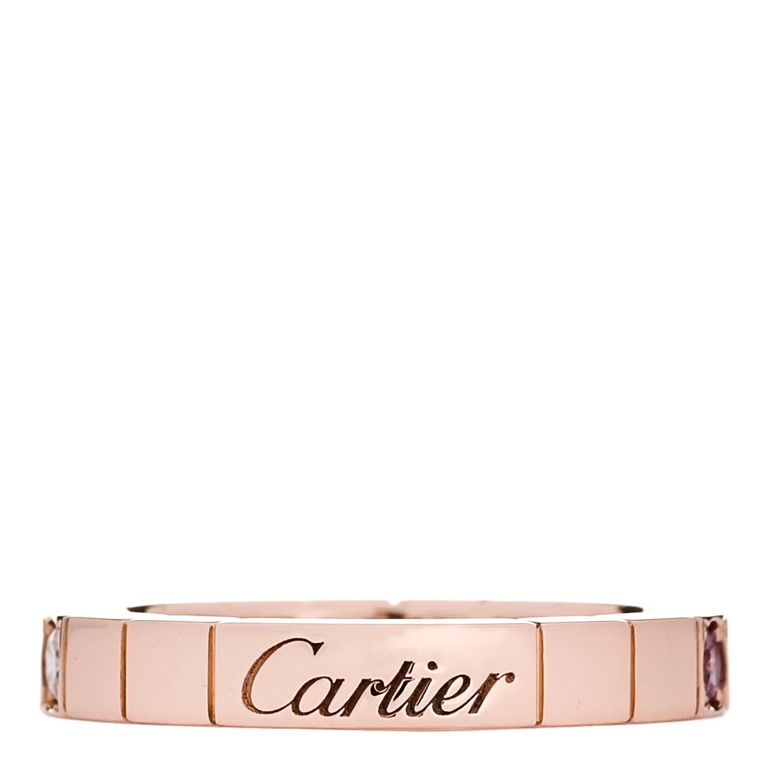 Cartier 18K Pink Gold Diamond Pink Sapphire Lanieres Ring 47 4.25 1 of 5