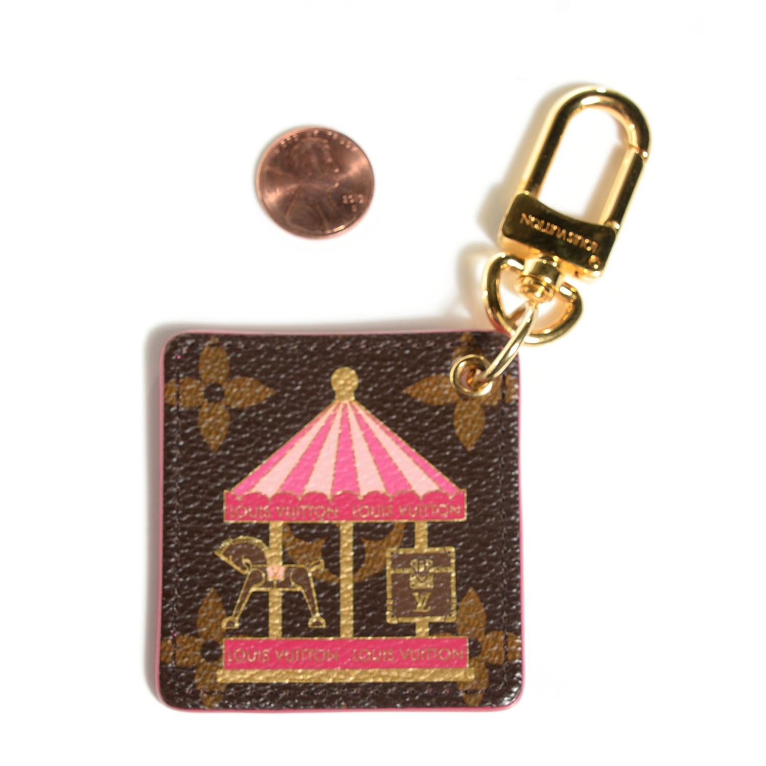 Louis Vuitton Monogram Illustre Carousel Bag Charm Key Ring Pink 2 of 4