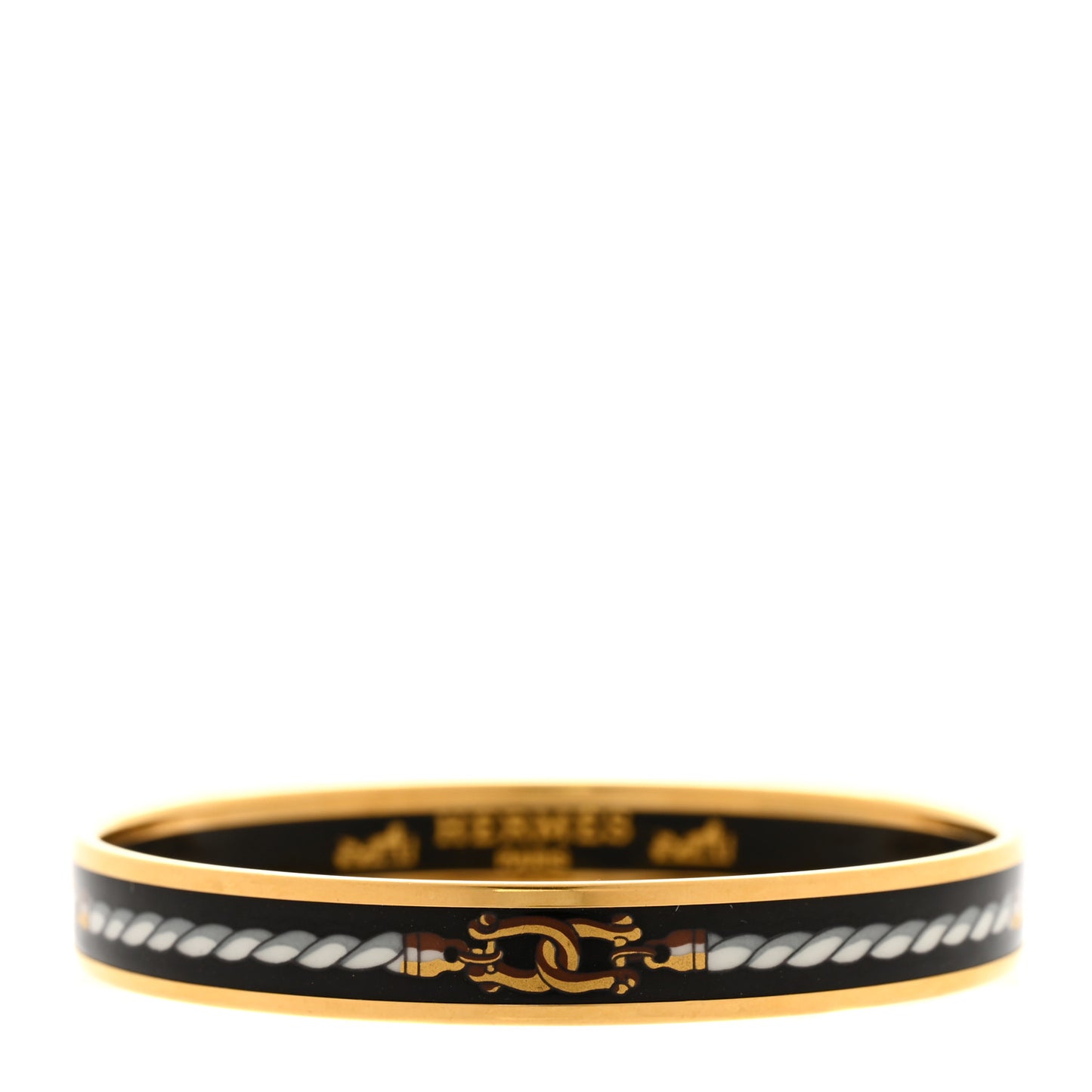 Enamel Printed Rope Chain Link Narrow Bracelet 65 Black