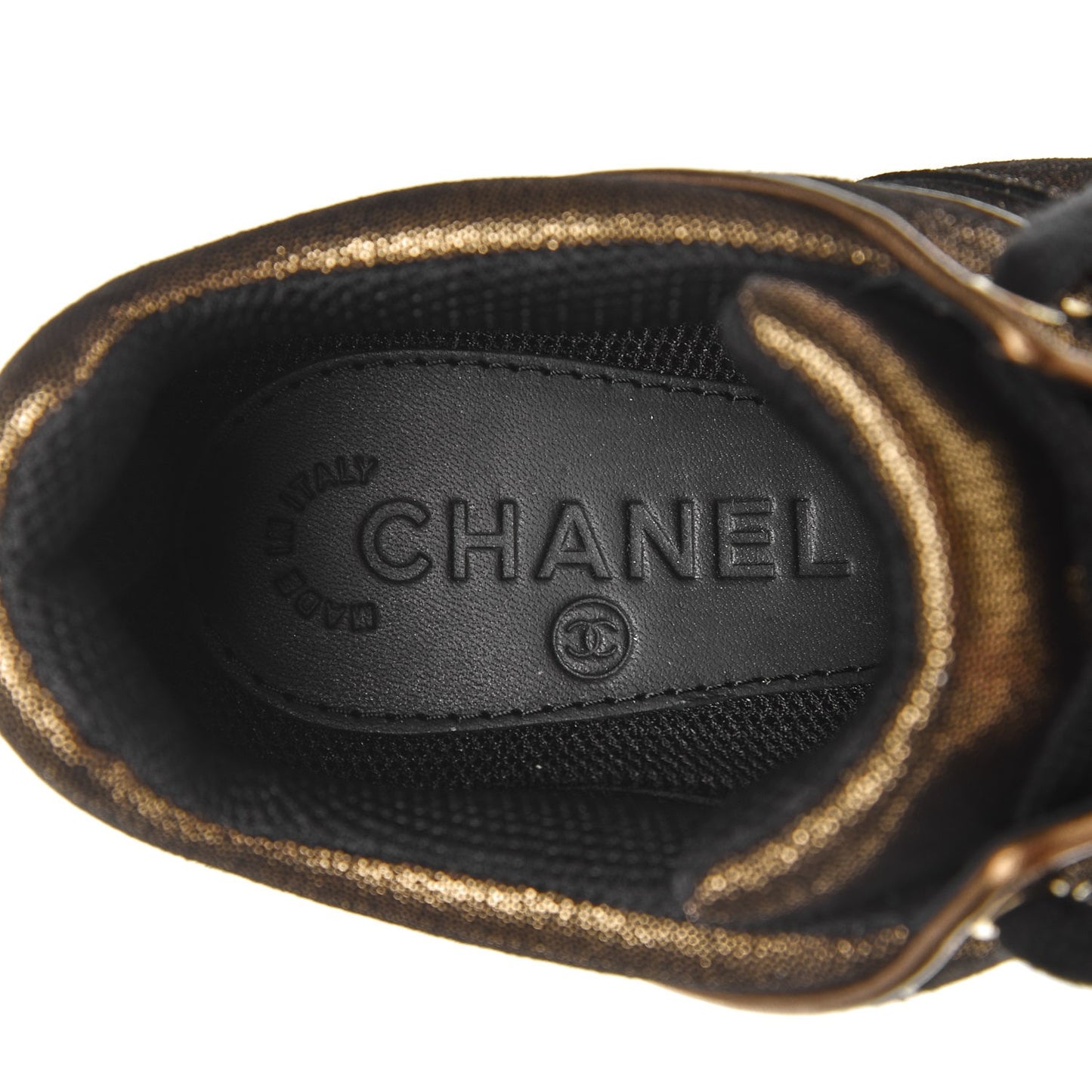 Fabric Calfskin CC Sneakers 36.5 Golden Brown