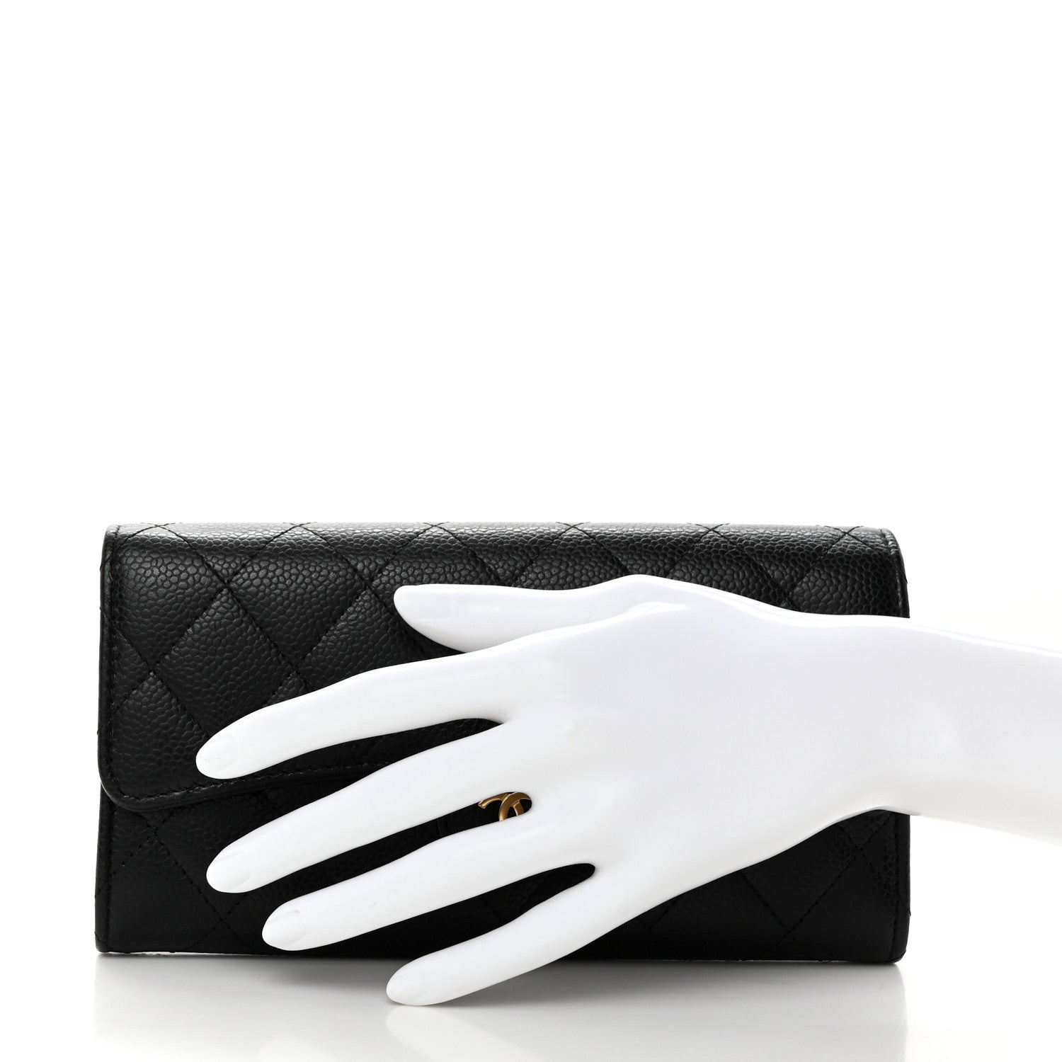 Chanel Caviar Quilted Large Gusset Flap Wallet Black 2 of 9