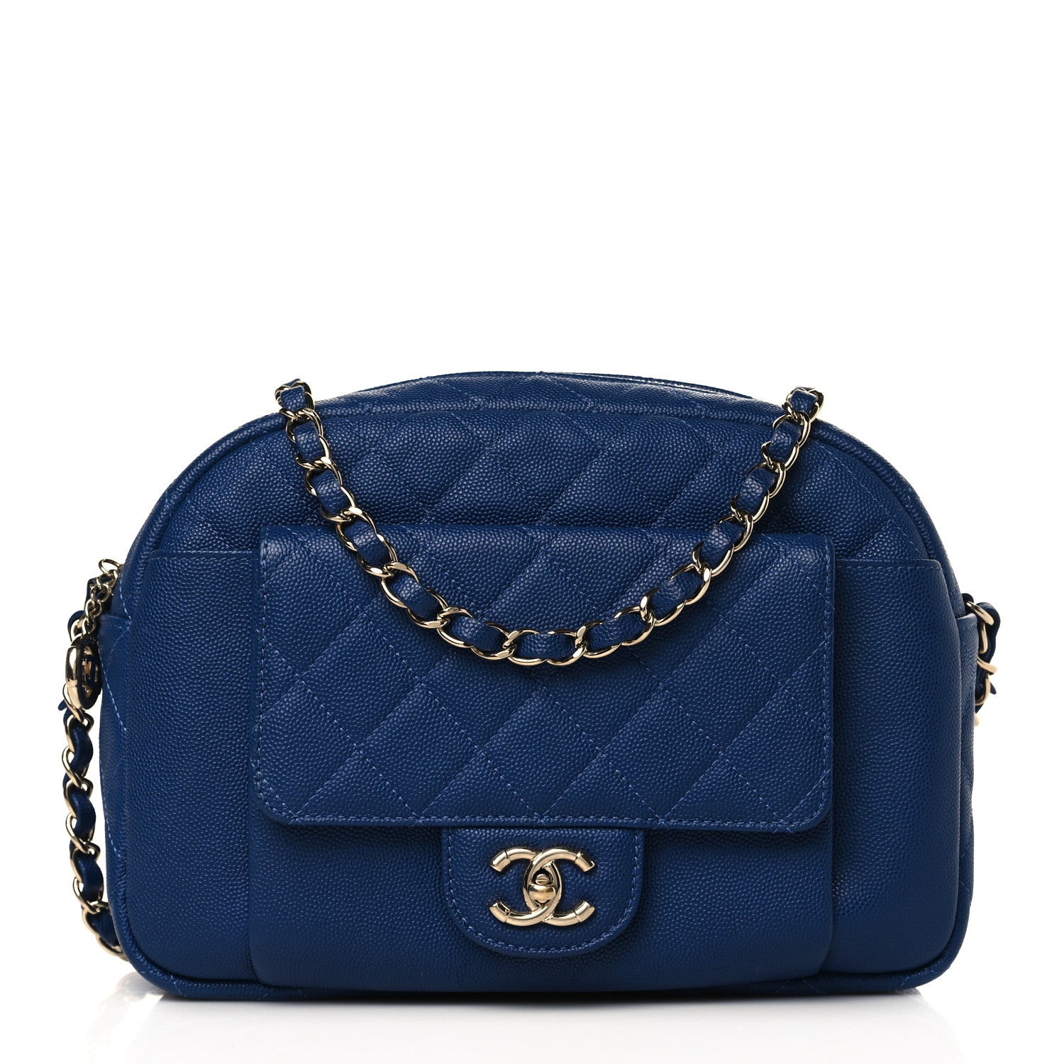 Chanel Caviar Quilted CC Day Camera Case Blue 1 of 9