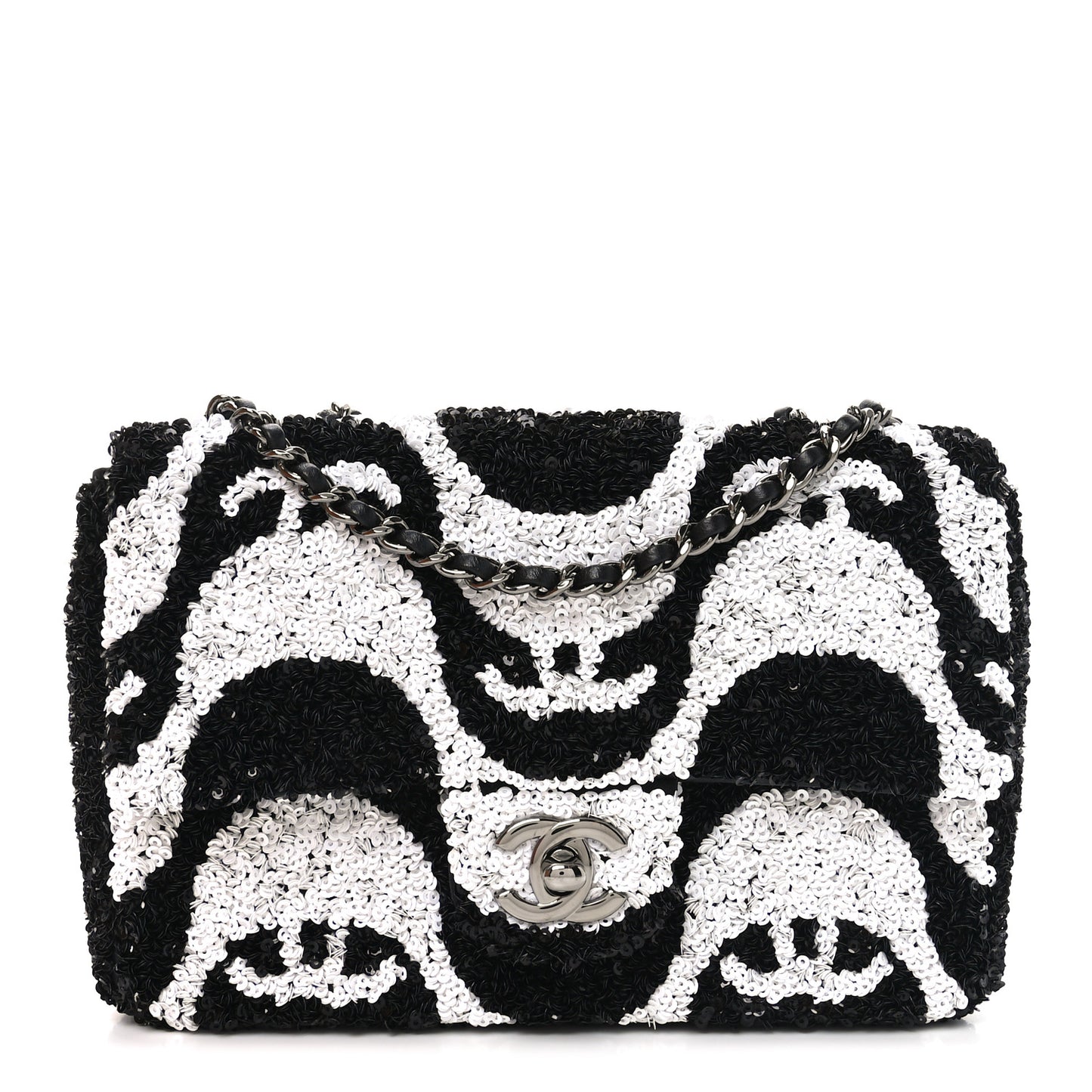Sequin Mini Rectangular Flap Black White