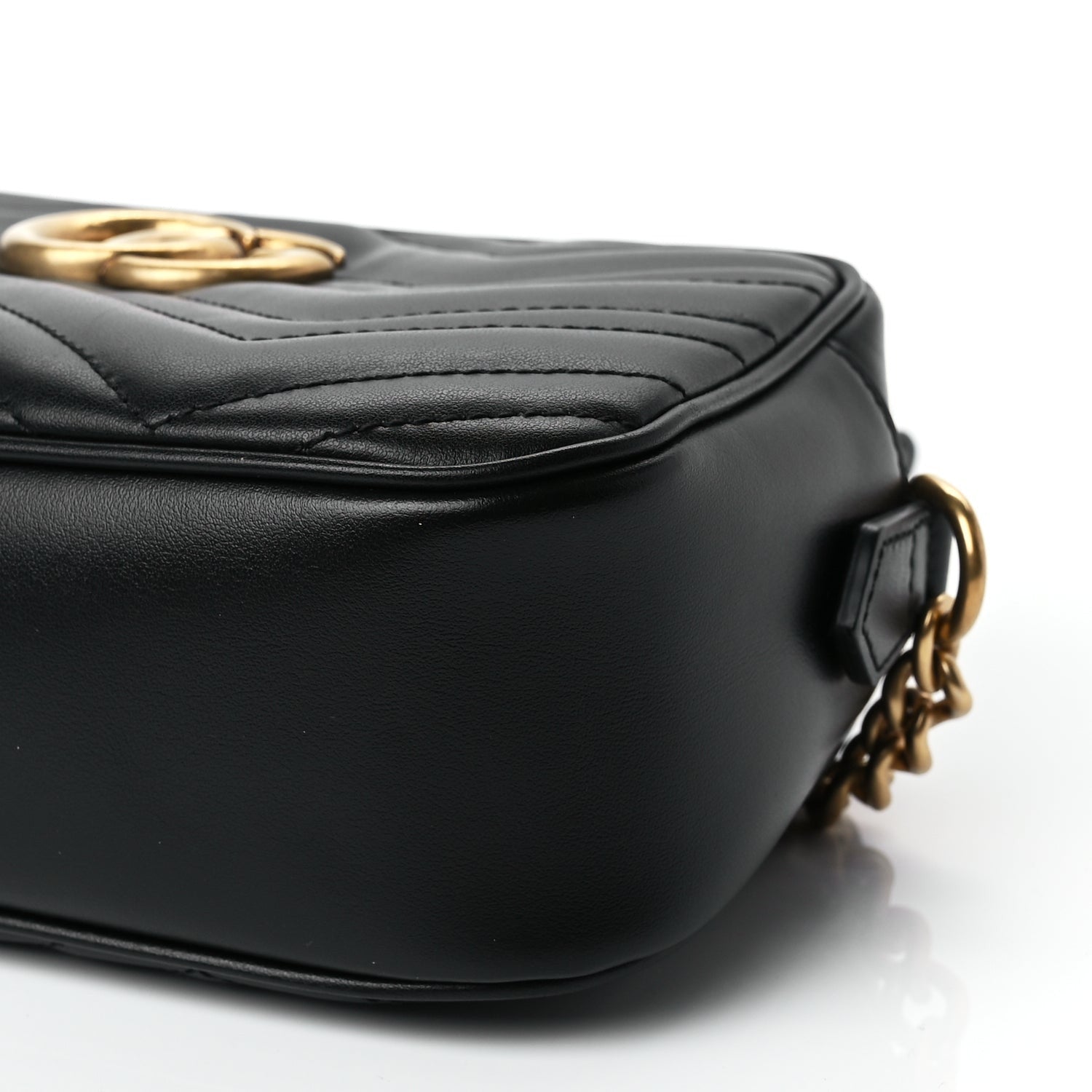 Gucci Calfskin Matelasse Small GG Marmont Chain Shoulder Bag Black 9 of 10