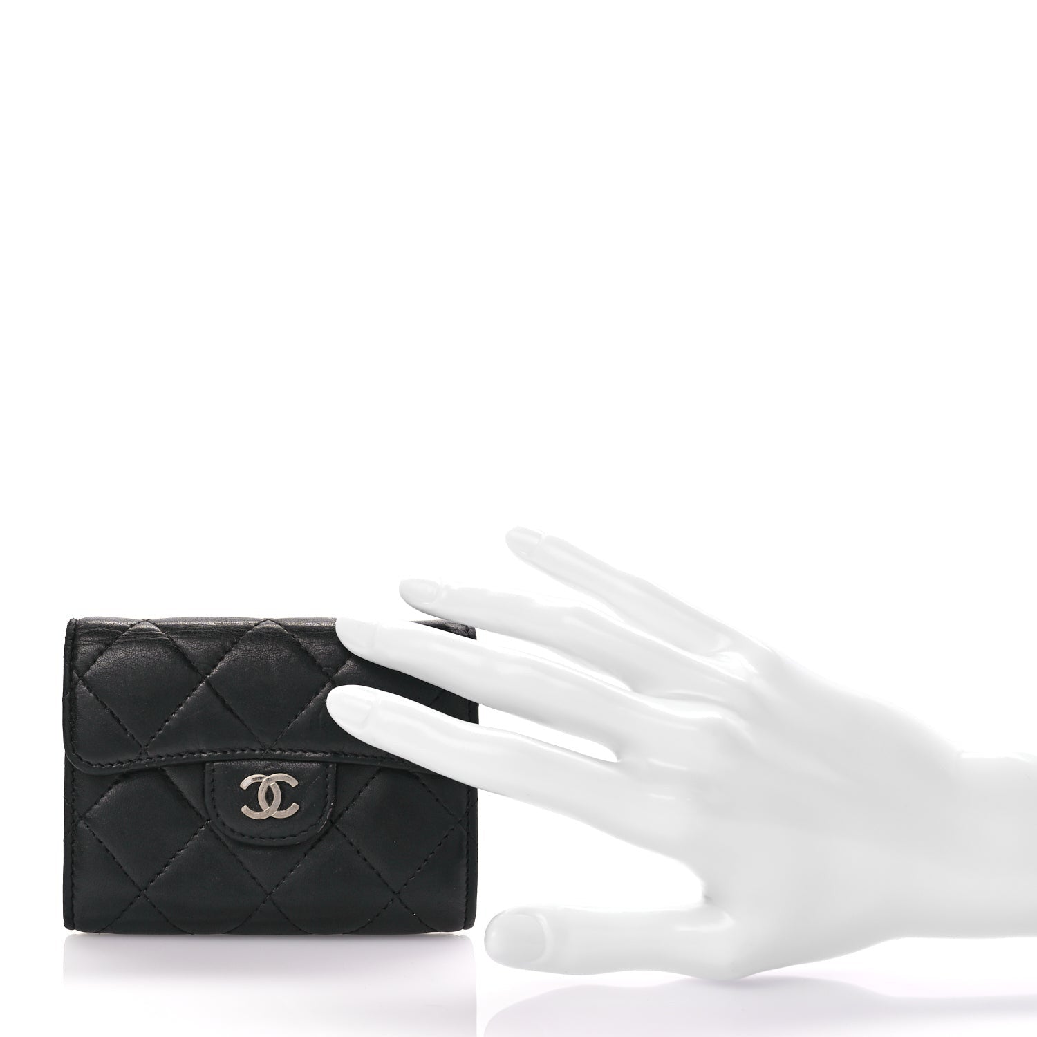 Chanel Lambskin Quilted Flap Card Holder Wallet Black 2 of 7