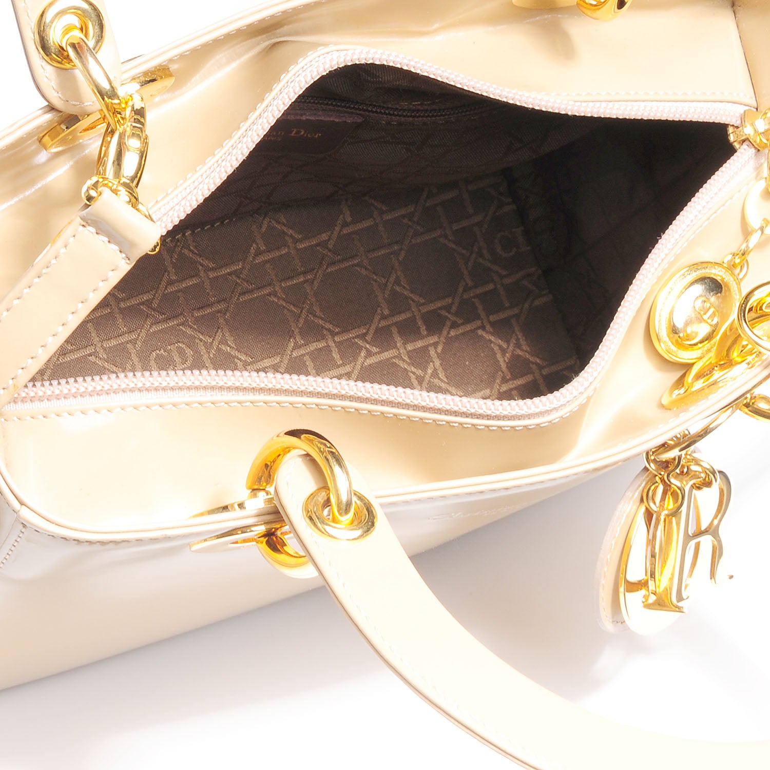 Christian Dior Vintage Patent Medium Lady Dior Beige 9 of 9