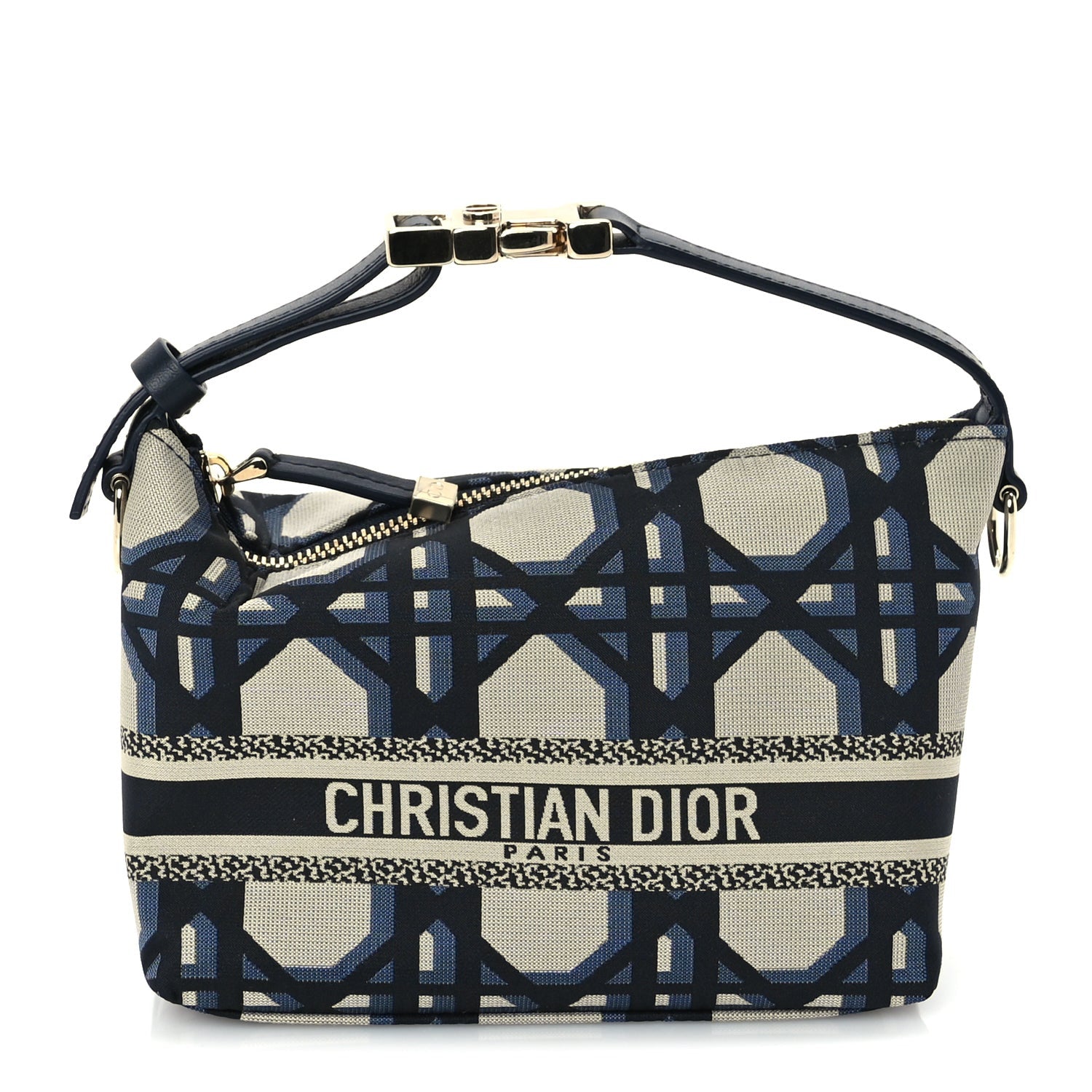 Christian Dior Technical Fabric Macrocannage DiorTravel Nomad Pouch  Beige Blue 1 of 8