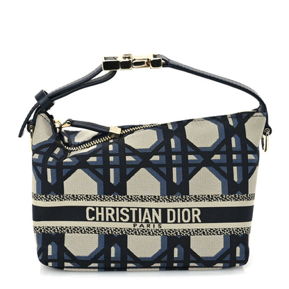 Christian Dior Technical Fabric Macrocannage DiorTravel Nomad Pouch  Beige Blue 1 of 8