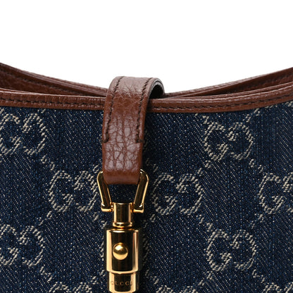 Gucci New Denim GG Monogram Calfskin Mini Jackie 1961 Hobo Blue Tea Cuir 11 of 16