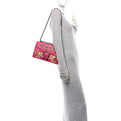 Gucci Pebbled Calfskin Embellished fy Small Dionysus Shoulder Bag Rosa 2 of 7