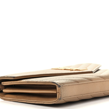 Saint Laurent Grain De Poudre Matelasse Chevron Cassandre Chain Wallet Cork 10 of 12