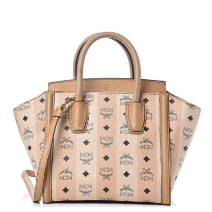 MCM Striped Visetos Satchel Beige 1 of 11