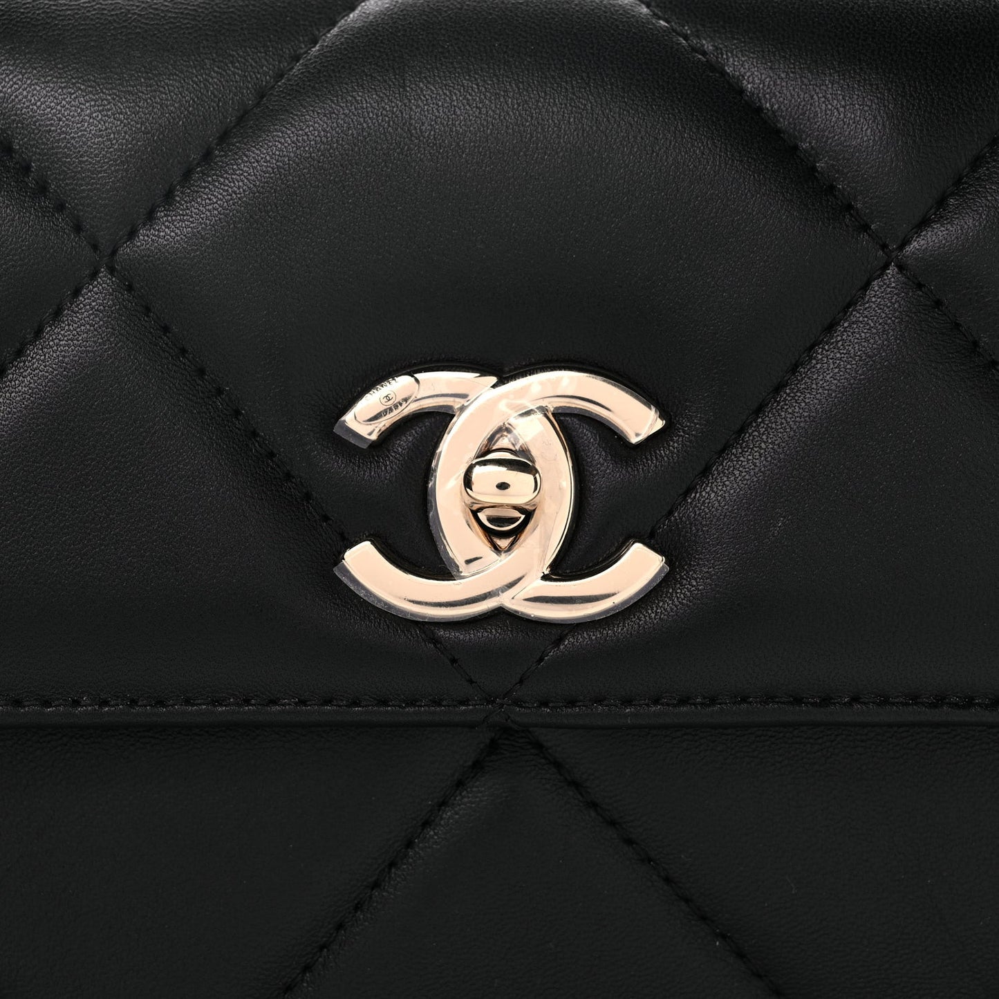 Lambskin Quilted Small Trendy CC Dual Handle Flap Bag Black