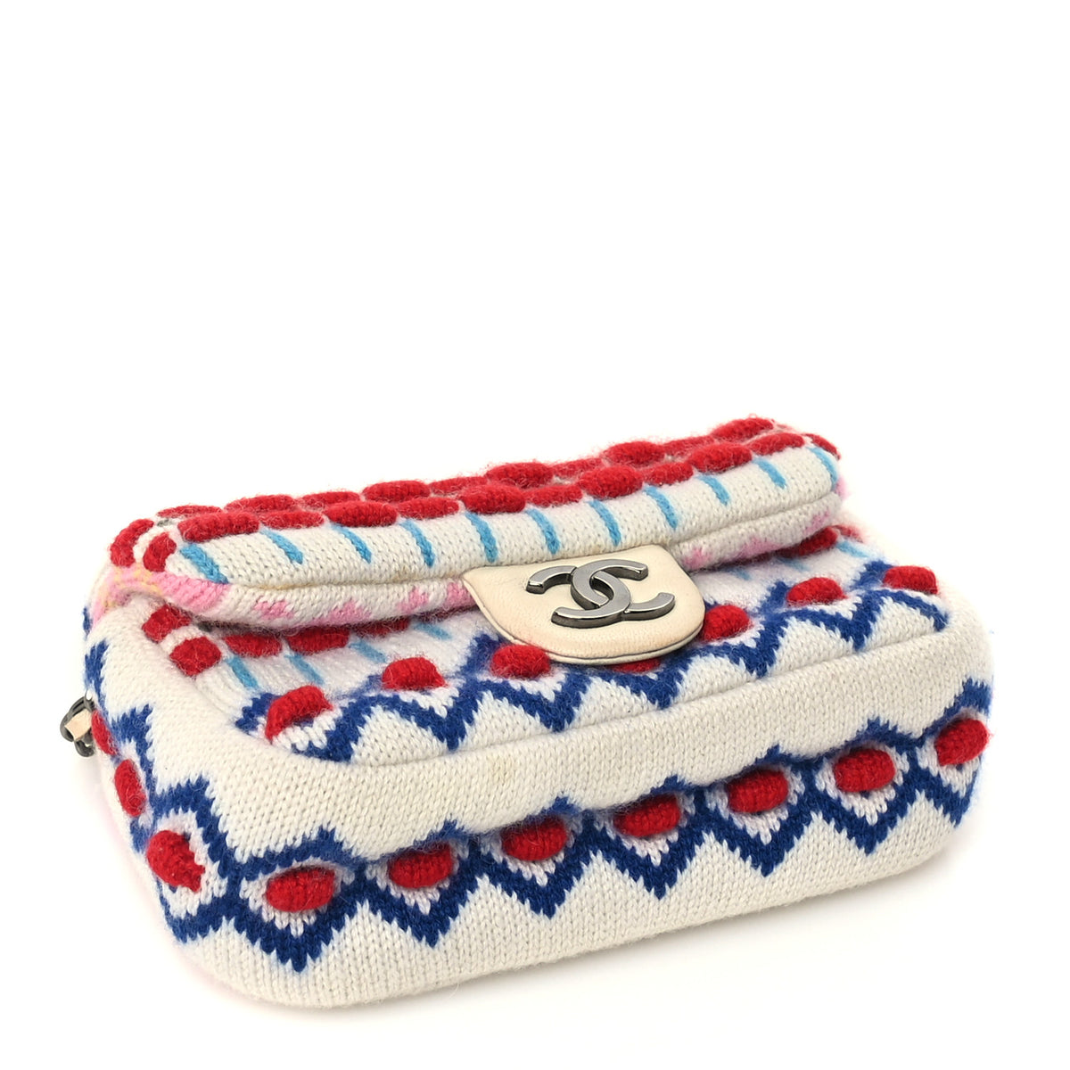 Cashmere Knit Extra Mini Single Flap White Multicolor