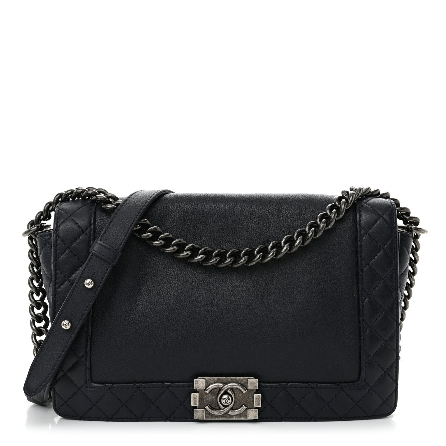 Chanel Calfskin New Medium Boy Reverso Flap Navy 1 of 7