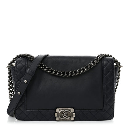 Chanel Calfskin New Medium Boy Reverso Flap Navy 1 of 7