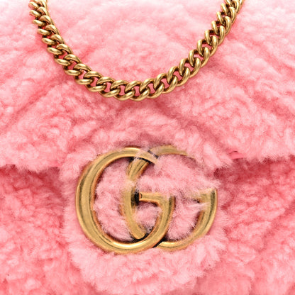 Gucci Shearling Matelasse Super Mini GG Marmont Shoulder Bag Lotus Pink 8 of 10