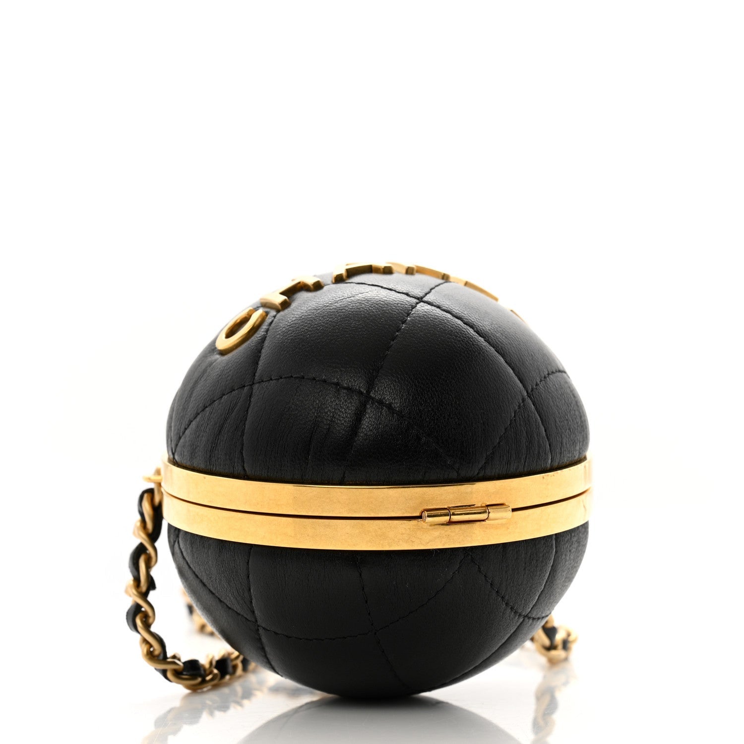 Chanel Lambskin Quilted Sphere Minaudiere Chain Clutch Black 4 of 7