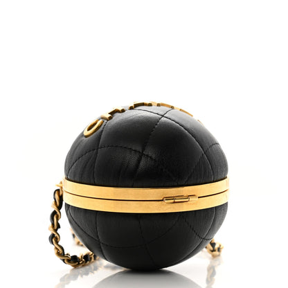 Chanel Lambskin Quilted Sphere Minaudiere Chain Clutch Black 4 of 7