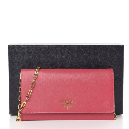 Prada Saffiano Metal Oro Chain Wallet Peonia 12 of 12