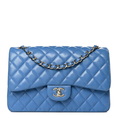 Chanel Caviar Quilted Jumbo Double Flap Blue 1 of 9