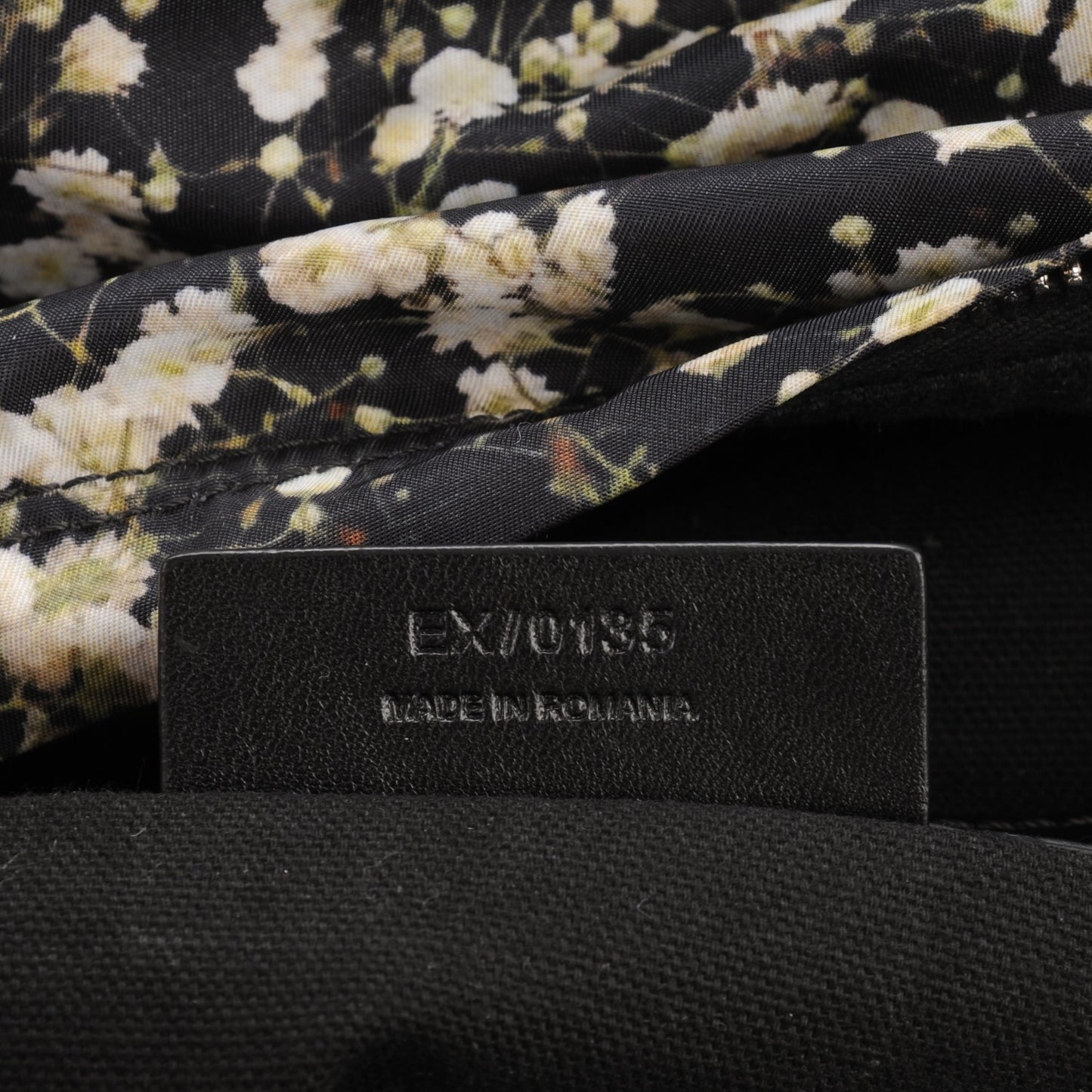 Nylon Calfskin Baby's Breath Print Backpack Black