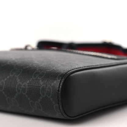 Gucci GG Supreme Monogram Web Small Flat Messenger Bag Black Grey 9 of 9