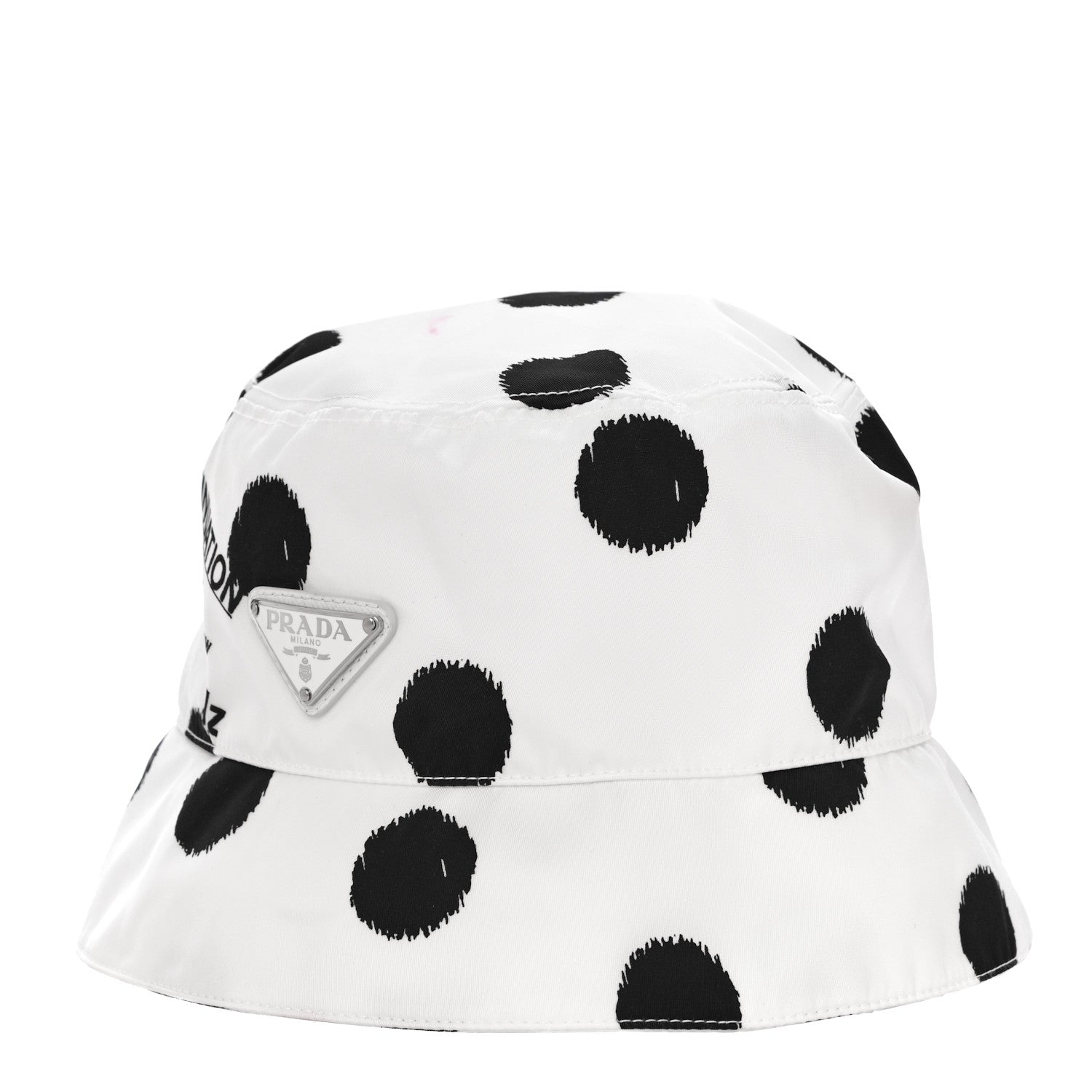 Prada Re-Nylon Triangle Printed Womens Bucket Hat M White Black 1 of 9