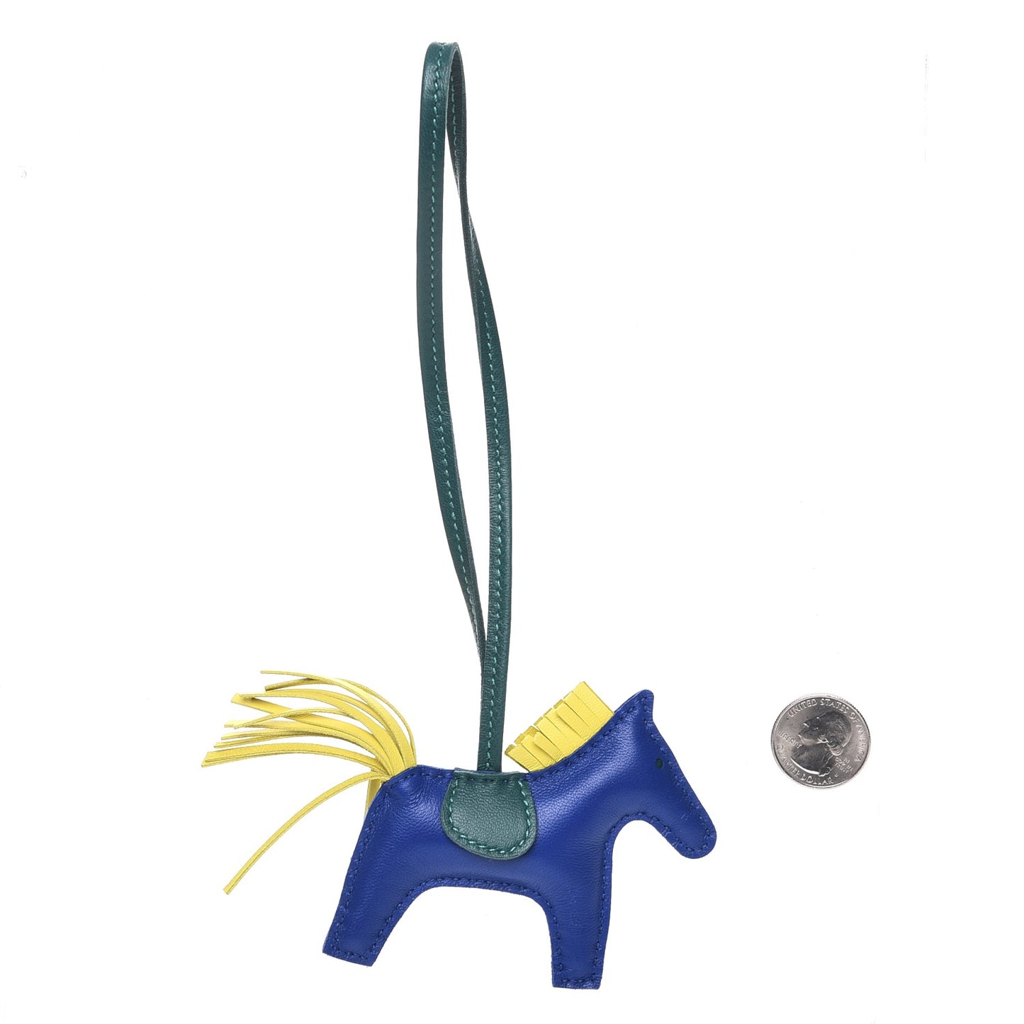 Milo Lambskin Grigri Rodeo Horse Bag Charm PM Bleu Electrique Lime Malachite