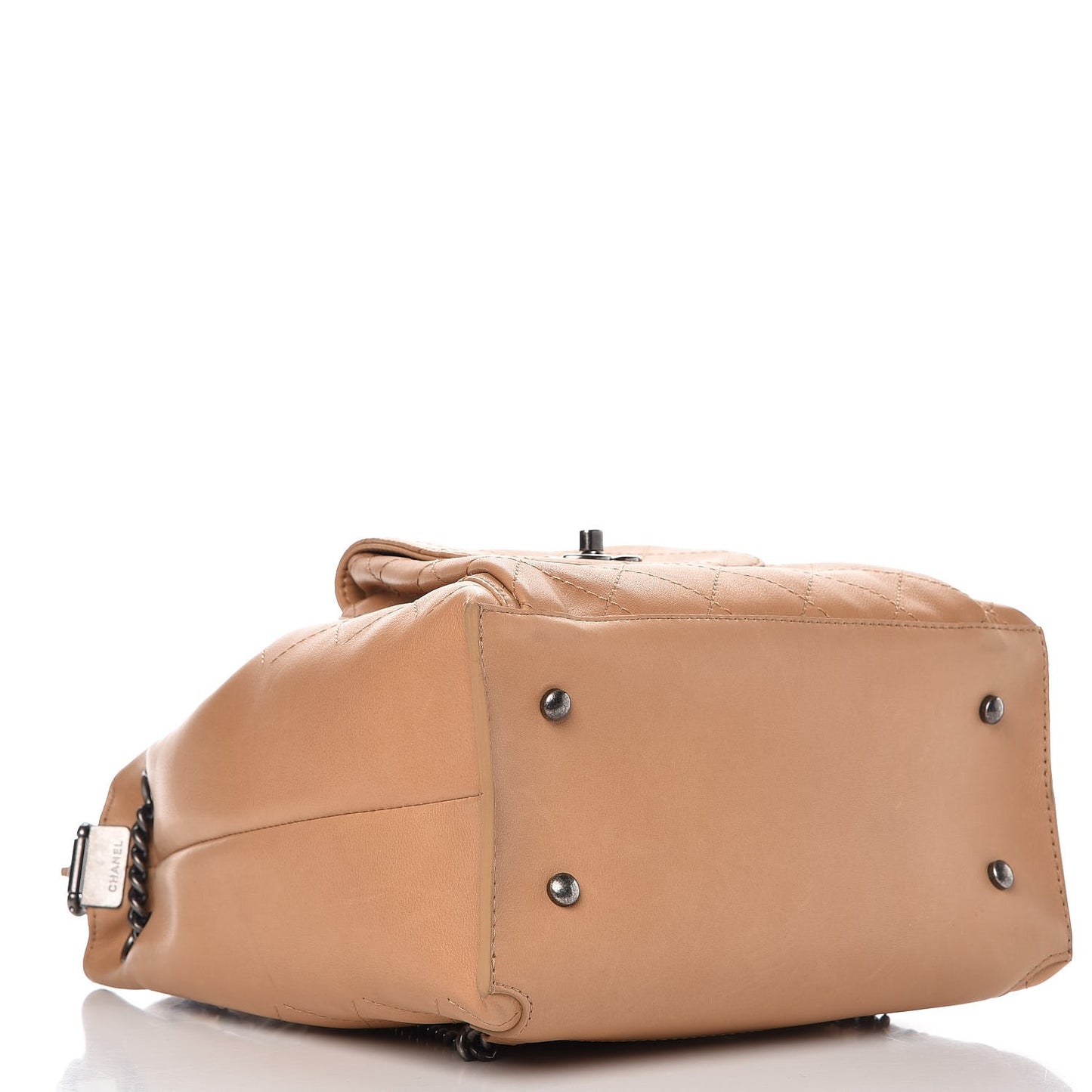 Calfskin Stitched Medium Urban Luxury Drawstring Backpack Beige