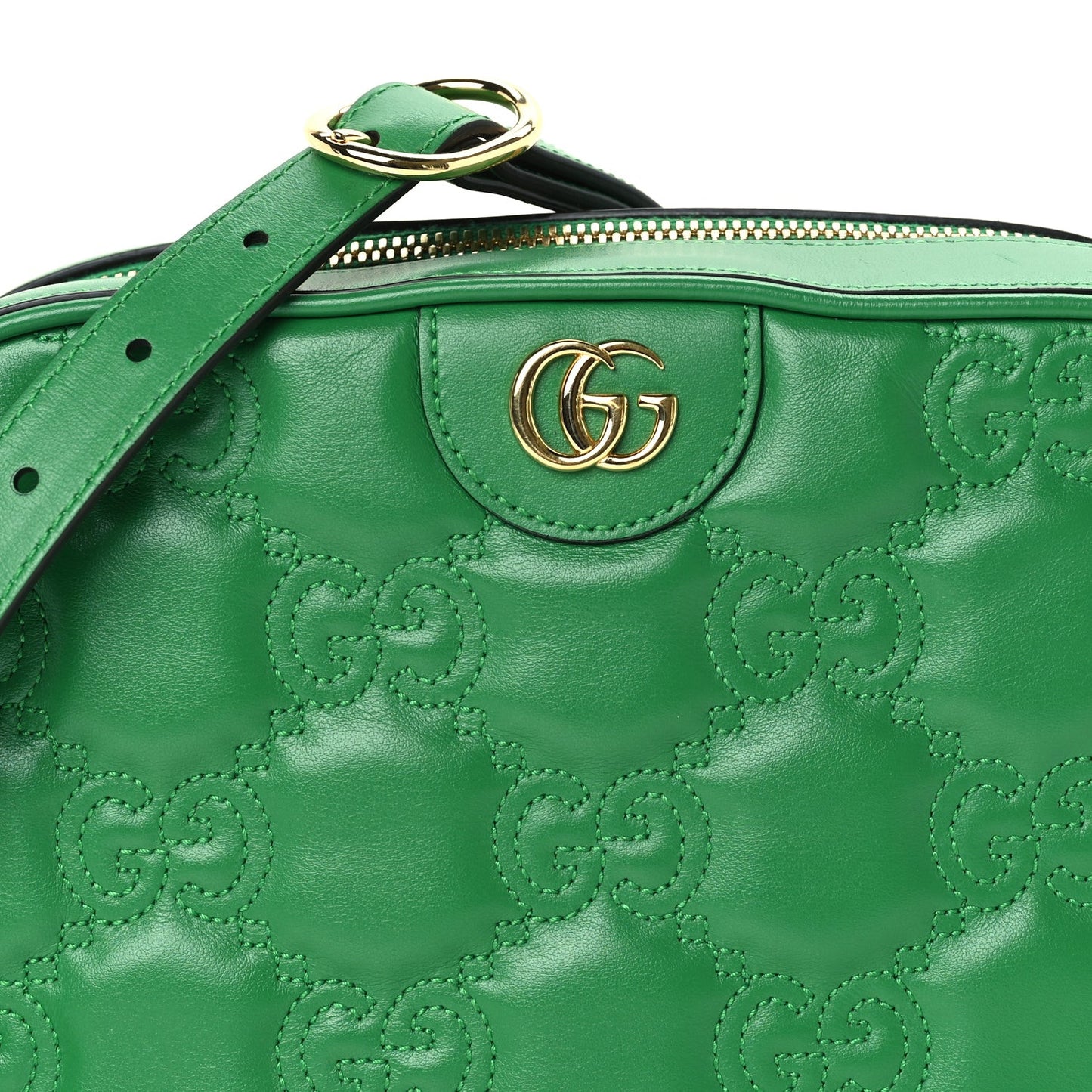 Calfskin GG Matelasse Shoulder Bag Spring Green