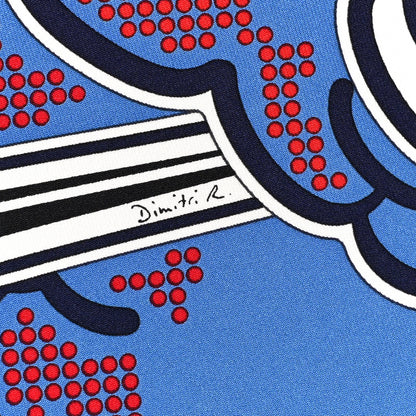Hermes Silk Pegase Pop Pocket Square Ciel Rouge Bleu Moyen 4 of 7
