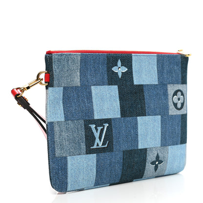 Louis Vuitton Denim Monogram Patchwork City Pouch Blue Rouge 3 of 7